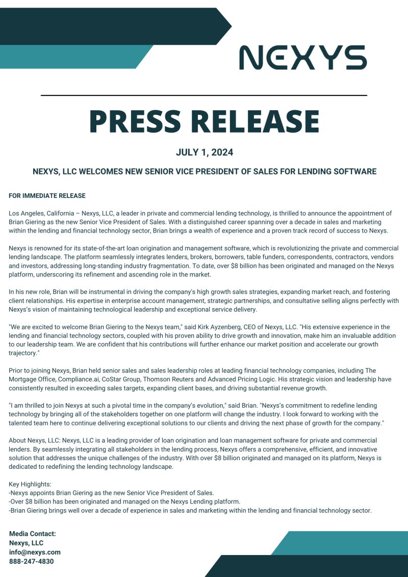 Heather Consalvi joins the Nexys team! Heather Consalvi's Press release. Nexys, LLC